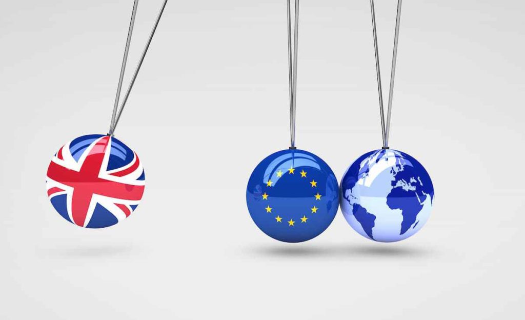 Wrecking balls that represent the countries of the world and the GBP/USD Brexit effect