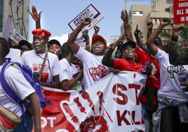 Hundreds march against gender violence in Kenya