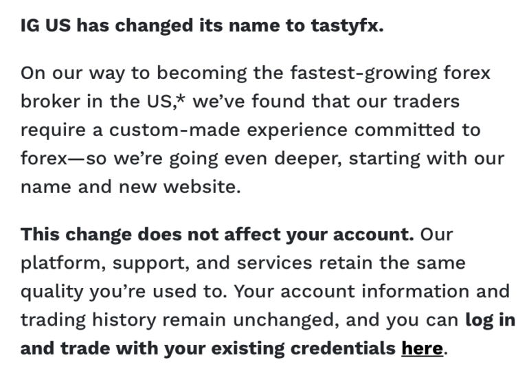 IG US rebrands Forex trading platform to tastyfx