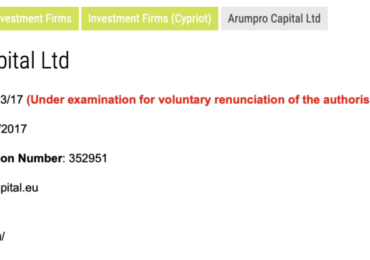 CySEC withdraws license of Arumpro Capital