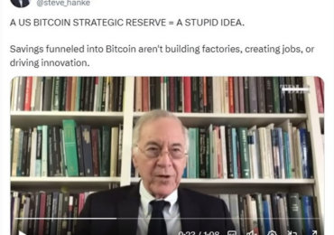 Johns Hopkins professor says a US Bitcoin reserve = "A stupid idea"