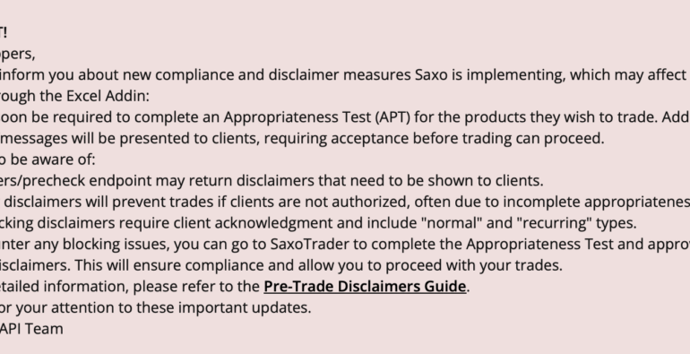 Saxo to implement new compliance and disclaimer measures