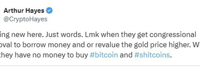 Arthur Hayes, co-founder of BitMEX, dismisses Trump's Bitcoin reserve - "just words"